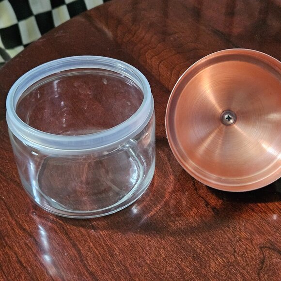 RUFFINO SMALL ARTICHOKE COPPER TOP GLASS KITCHEN COVERED STORAGE CANISTER JAR - Picture 10 of 13